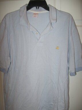 Brooks Brothers Blue & White Striped Polo Men's Size Large